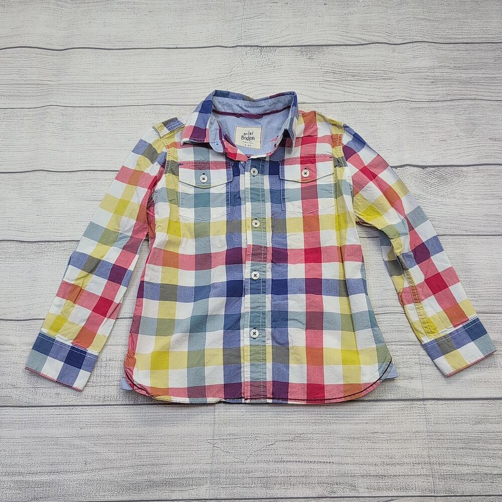 5/6 Mini Boden Plaid Button-Up Shirt